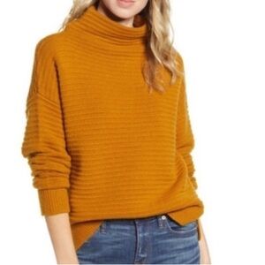 Madewell | Belmont Mock-Neck Dark Mustard Yellow Sweater Top